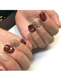 べっ甲で秋ネイル