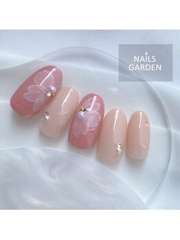 ネイルズガーデン(NAILS GARDEN)/水彩×フラワーネイル