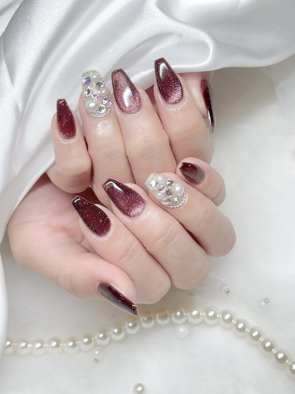 冬のガーリーネイルデザイン集 - ピンク&ホワイト特集 76))ワンホン