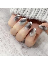 ノエム ネイルサロン(NOEM)/マーブル　ミラーフレンチ