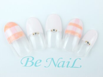 ビーネイル(Be NaiL)/春色チェックネイル