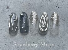 サロンストロベリームーン(Salon Strawberry Moon)/ブラックアートネイル　￥7980