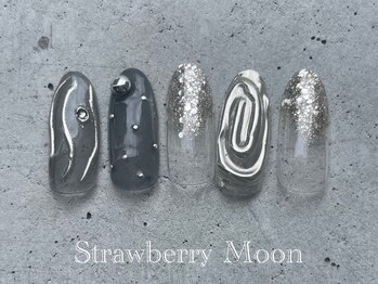 サロンストロベリームーン(Salon Strawberry Moon)/ブラックアートネイル ¥7980