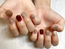 アンジュネイル(Angenail)/くすみ系チェック柄ネイル