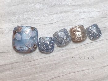 ヴィヴィアン ネイル(Vivian nail)/フラワー ラメ フットフット