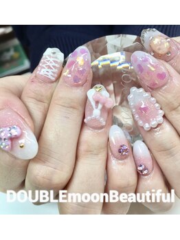 ダブルムーンビューティフル(DOUBLEmoonBeautiful)/スカルプチュアネイルです♪