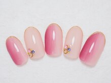 シックネイル(CHIC nail)/縦グラデーション×ストーン