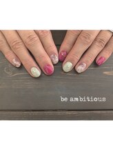 ネイルサロンアンドスクール ビーアンビシャス(be ambitious)/べっ甲に金箔を散らして‥
