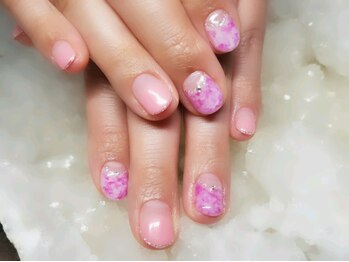 アグン(agung)/ピンクタイダイネイル★