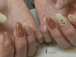 桜ホログラムピンク大理石ネイル