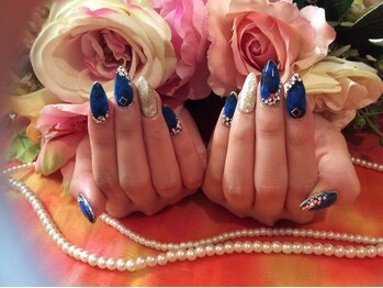 リングアリング(Ring a Ring)/大人ブルー大理石ネイル