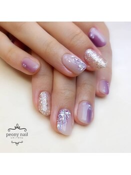 ピオニーネイル(peony nail)/ツイード&縦グラデーション