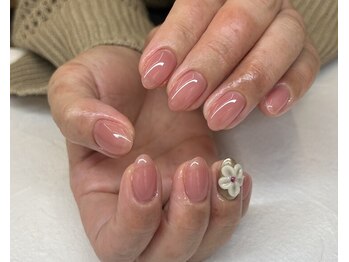 2本アート　お花ネイル