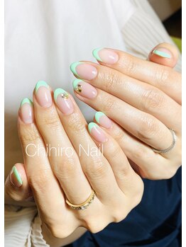 チヒロネイル/ミントグリーンフレンチ