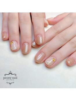 ピオニーネイル(peony nail)/2色ワンカラー＆お花ビジュー