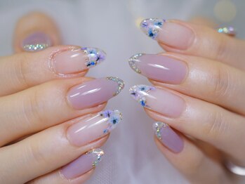 幻之花ネイル/押し花フレンチ