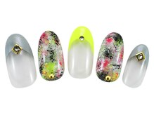 ネイルクイック オー・プティボヌール 横浜ジョイナス店/ネオンカラーのスポンジネイル