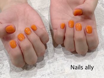 ネイルズアリー 立川店(Nails ally)/シンプル×夏ネイル×オレンジ