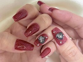 Hand/ラメワンカラー+特殊パーツ