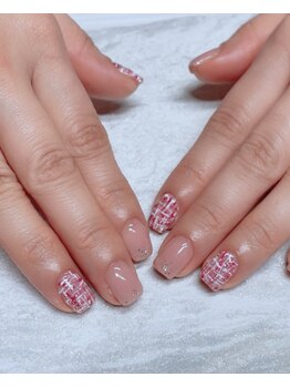 リーチェ ネイルズ(Riche Nails)/春ツイード♪＋ラメちらし