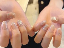 ラメグラデ×ストーン