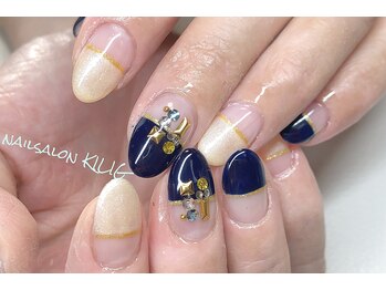 ネイルサロン キリグ(KILIG)/ネイビーストレートフレンチ