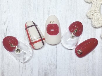 アルセア 上野御徒町店(Alcea)/林檎 チェックネイル フレンチ