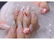 スノーネイルサロン 新宿店(Snow nail salon)/リボンチェックストーンパール