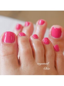 たゆ ネイル(たゆnail)/ショッキングピンクフットネイル