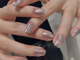 くすみパープルミラーネイル