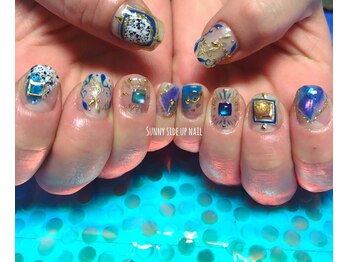 サニーサイドアップ ネイル(Sunny SideUp nail)/お任せblue color nail.