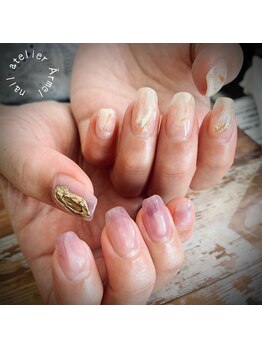 ネイルアトリエ エルメル(nail atelier Armel)/透明感アシンメトリー