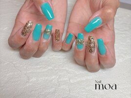 ターコイズ　ミラーネイル
