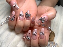 リボン　パール　ハート