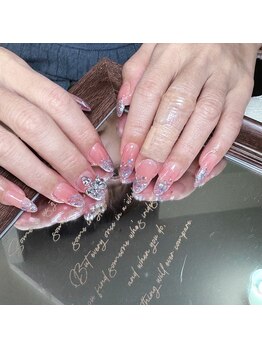 ブブ 渋谷(bubu)/ピンク透けクリスタルボタン