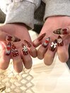 ハート&リボンクリスマスネイル