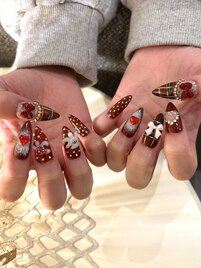 ハート&リボンクリスマスネイル