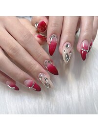 赤グラデネイル