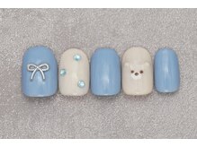 ネイルサロンプリッシュ 横浜店(prish)/6月号 6000円　くま　ブルー