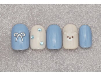 ネイルサロンプリッシュ 横浜店(prish)/6月号 6000円 くま ブルー