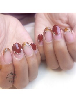 ピオニーネイル(peony nail)/ボルドーフレンチ&べっ甲