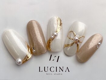 ネイルスタジオ ルキナ(LUCINA)/R-222 大人可愛いリボンネイル