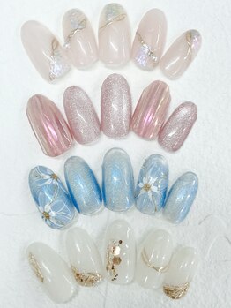 ネイルサロン レーヌ(nail salon Reine)の写真/【梅田】パッと目を引く華やかデザイン!圧倒的な口コミの数が大人気の証!!オフィス向けシンプルコース¥4950