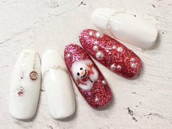 コルン/雪だるまネイル