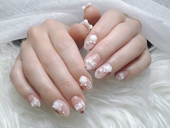 花レース リボン バラ