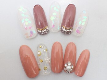 ネイルサロンセレーネ(Selene)/ベージュ ブラウン透け感ネイル