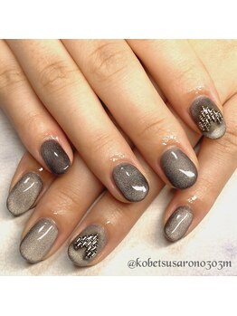 エム(M)/ブラックマグネットネイル☆