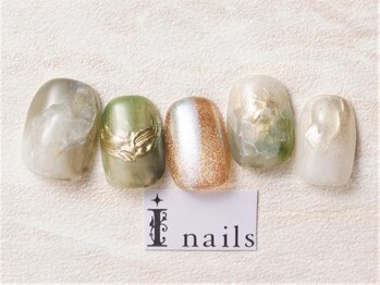 アイネイルズ 池袋店(I-nails)/グリーンゴールドニュアンス