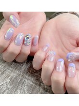 爪屋べっぴん堂/パープル&ミラーネイル
