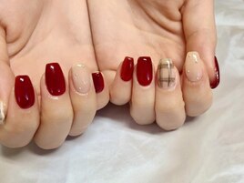 手書きチェックネイル